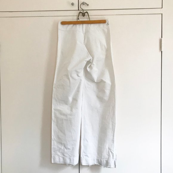 High Waisted Wide Leg White Sailor Navy Pants 28 - Picture 10 of 10